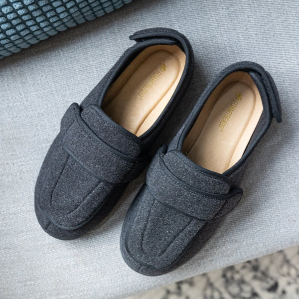 FOAMTREADS Mens Physician M2 Black Wool Men's Slipper