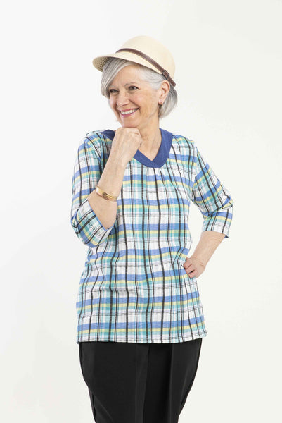 Ladies Adaptive Short Sleeve Top With V-Neck